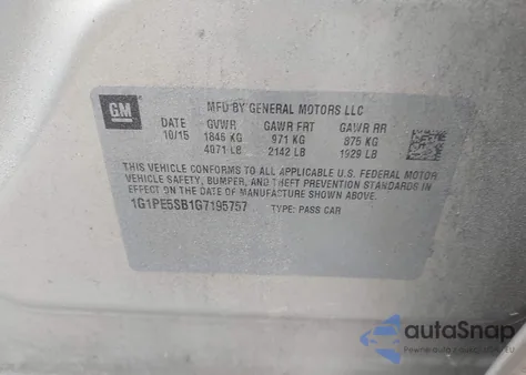 2016 Chevrolet Cruze Limited 1Lt Auto from USA, damaged, VIN 1G1PE5SB1G7195757